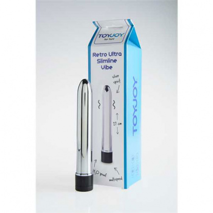 Retro Ultra Slimline Vibrator 17cm Silver