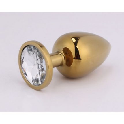 Buttplug Gold Steel Clear Medium