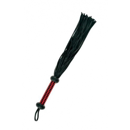 FOUET CUIR BOVIN NOIR/ROUGE