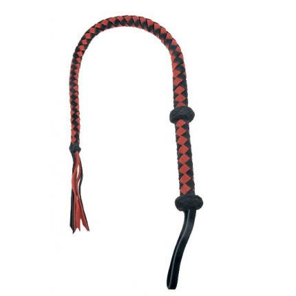 FOUET CUIR BOVIN ROUGE/NOIR