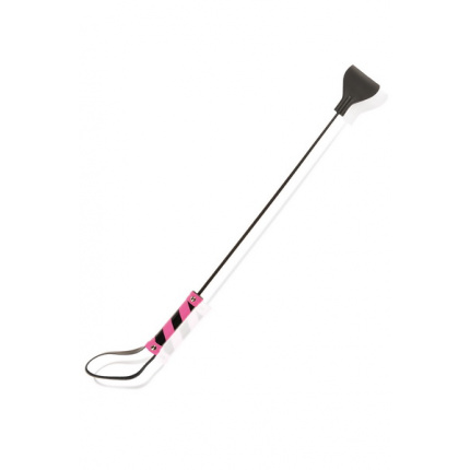 CRAVACHE CUIR BOVIN NOIR/FUCHSIA