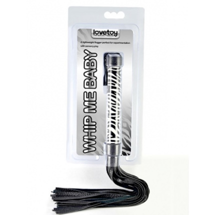 LOVETOY LEATHER WHIP BLACK AND WHITE ZEBRE HANDEL