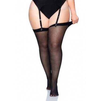 Plus Size Sheer Thigh High Stockings Black
