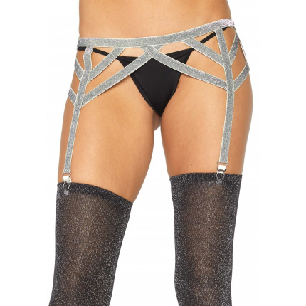 Lurex elastic garter belt
