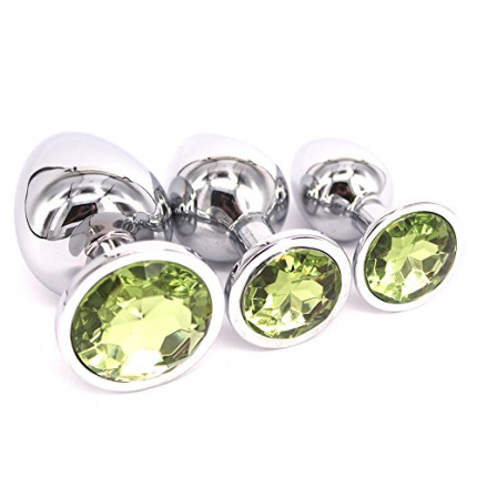 Metal Butt plug with yellow Diamond S,M,L