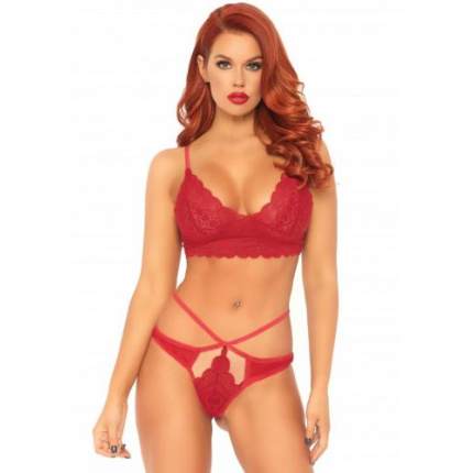 Lace bralette and thong red-85258