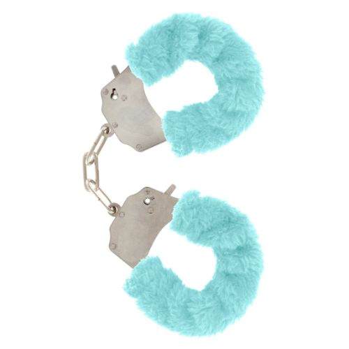 Tirquaoise Furry Metal Handcuffs - Image 3