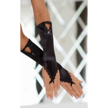 Black Delicate Satin Gloves