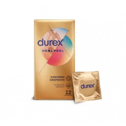 Durex Real Feel Προφυλακτικά από Προηγμένο Υλικό για πιο Φυσική Αίσθηση Κατά την Επαφή, 12τεμ