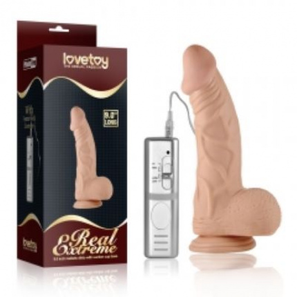 LOVETOY Real Extreme Dildo Vibrating and control 9″ in Caramel colour