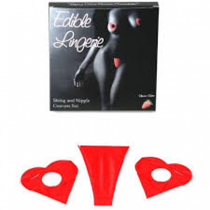 EDIBLE STRING AND NIPPLES COUVER SET STRAWBERRY