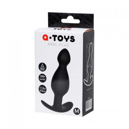 Anal Plug, Size M, Silicone, Black, 11,5cm