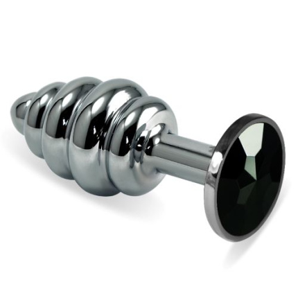Metal butt plug with black diamond