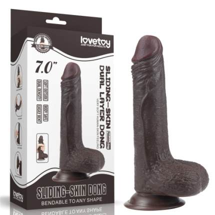 7'' Sliding Skin Dual Layer Dong - Black