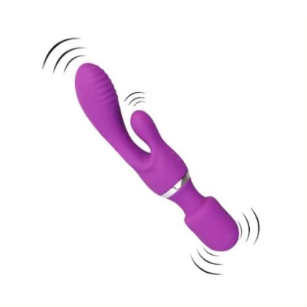 VIBRATOR WITH TRIPLE PLEASURE WAND-RABBIT STIMULATION