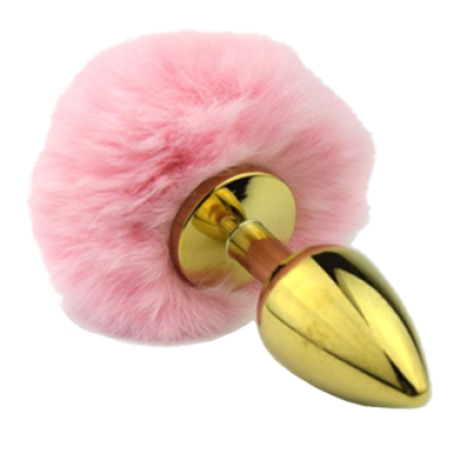 LARGE GOLD METAL PLUG WITH PINK TAIL RABBIT