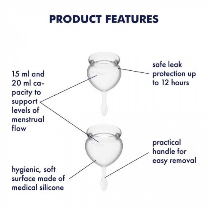 SATISFYER FEEL GOOD MENSTRUAL CUP CLEAR 15+20ML - Image 3