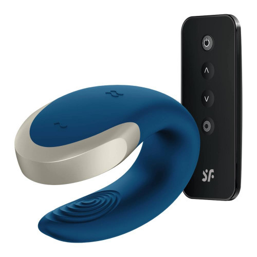 SATISFYER DOUBLE LOVE LUXURY PARTNER VIBRATOR - BLUE - Image 6