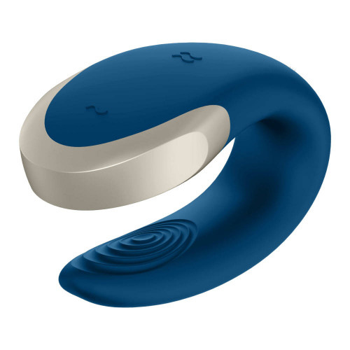 SATISFYER DOUBLE LOVE LUXURY PARTNER VIBRATOR - BLUE - Image 3