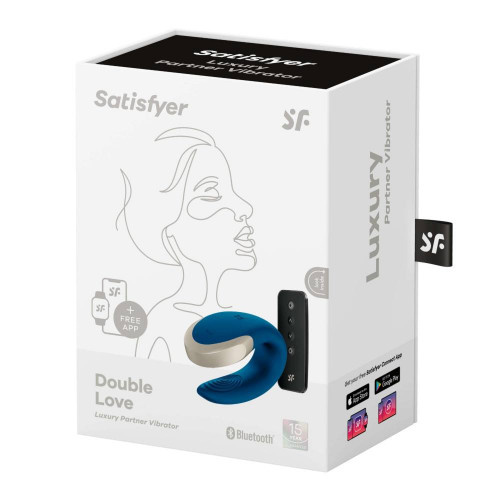 SATISFYER DOUBLE LOVE LUXURY PARTNER VIBRATOR - BLUE - Image 7