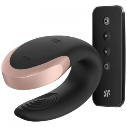 SATISFYER DOUBLE LOVE LUXURY PARTNER VIBRATOR - BLACK
