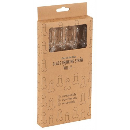 Glass Drinking Straw Willy Γυάλινα καλαμάκια σε σχήμα πεους