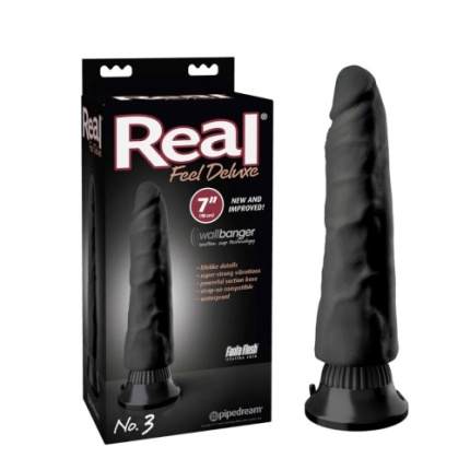 Real Feel Deluxe 3 Μαύρος δονητής με δόνηση