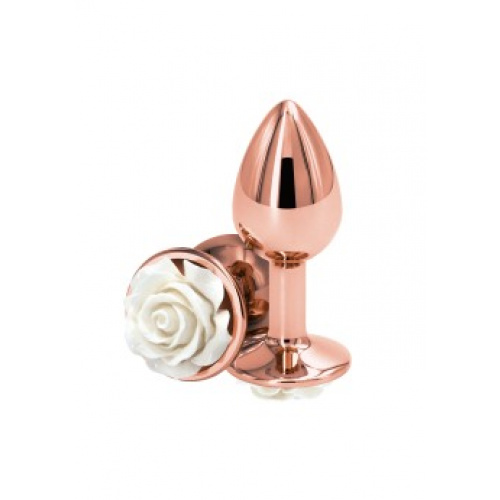 Rose Anal Plug - Small - White - Image 1