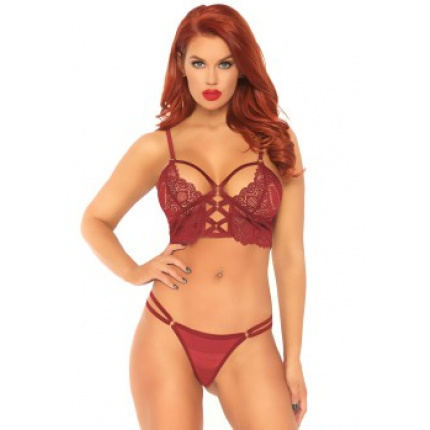Lace bralette with sheer thong