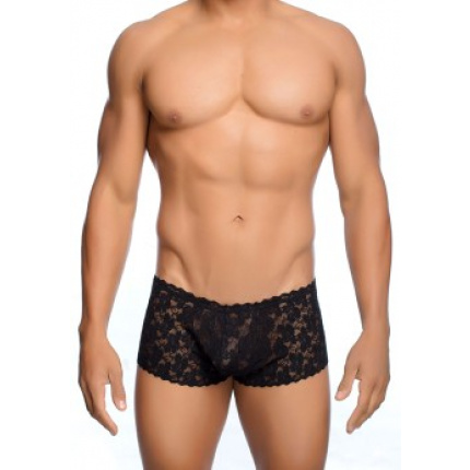 Rose Lace Boy Short Black