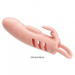 PRETTY LOVE SLOANE VIBRATING RABBIT PENIS SLEEVE  FLESH - Image 4