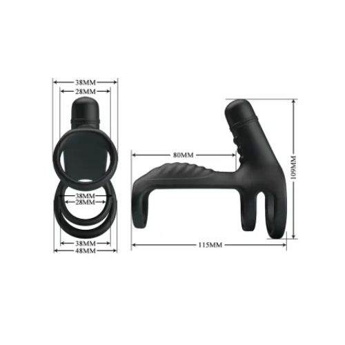 Pretty Love Vibrating Penis Sling (Black) - Image 6