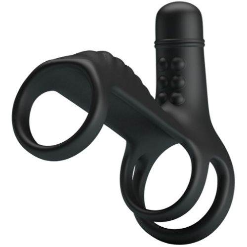 Pretty Love Vibrating Penis Sling (Black) - Image 8