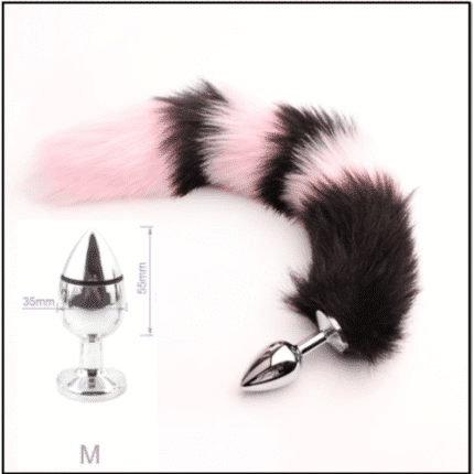 PINK- BLACK FLUFFY MEDIUM WEDGE TAIL
