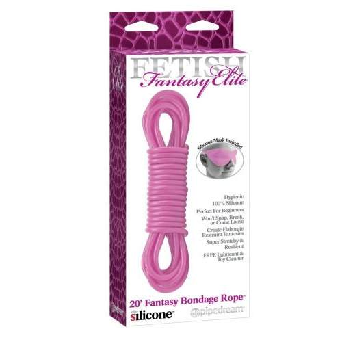 FF ELITE FANTASY BONDAGE SILICONE ROPE PINK 20 FEET - Image 1