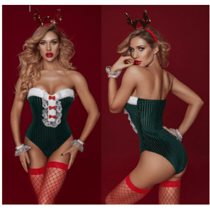 HOT STRAPLESS CHRISTMAS MOOSE DRESS SEXY COSTUME