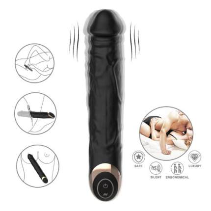 TERRY 10 Mode Black G Spot Silicone Dildo Vibrator