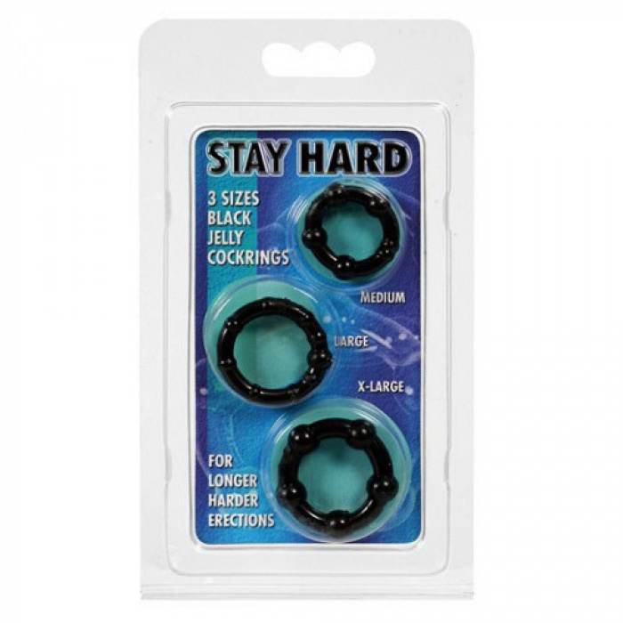 Set of 3 Black Stay Hard Cock Rings - Image 2