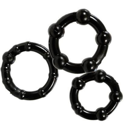 Set of 3 Black Stay Hard Cock Rings