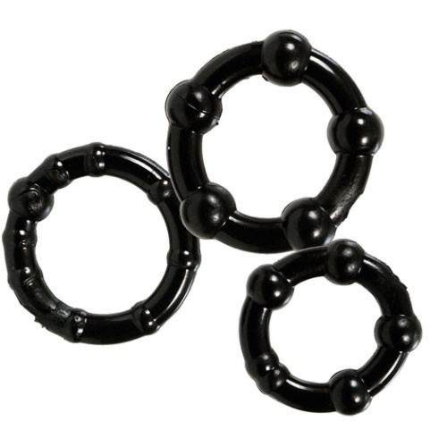 Set of 3 Black Stay Hard Cock Rings - Image 1