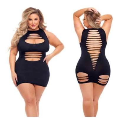 CAN'T COMMIT DRESS BLACK, QUEEN PLUS SIZE