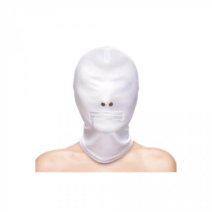 FETISH & FASHION ZIPPERED MOUTH HOOD WHITE - Image 2