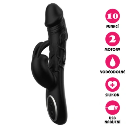 Swan Silicone Rabbit Vibrator Black