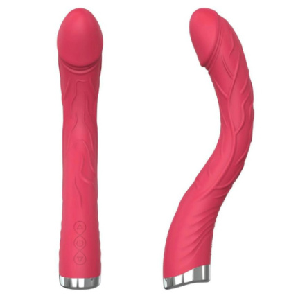 Curved Vibrating Dildo Red