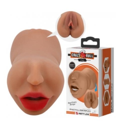 CRAZY BULL Zoey double-ended masturbator, mouth-vagina, tanned