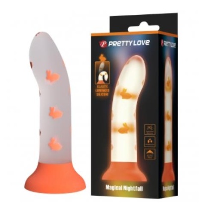 PRETTY LOVE - MAGICAL NIGHTFALL DILDO WITHOUT VIBRATION LUMINOUS ORANGE