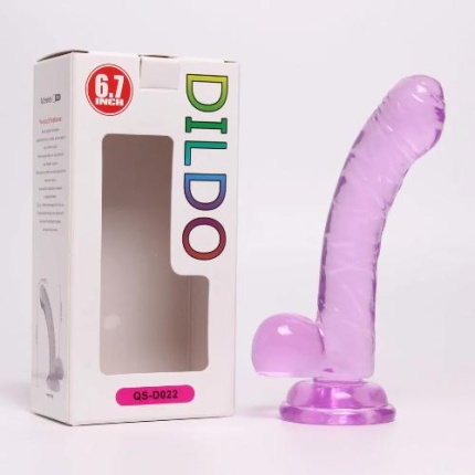 Realistic Penis With Suction Cup And Scrotum Purple 6.7”