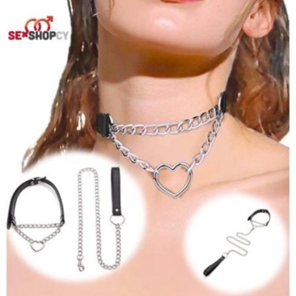 Heart Ring Metal Chain Collar
