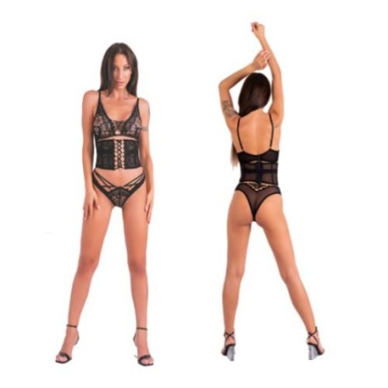 LIVCO CORSETTI FASHION - CINEX ATLANTIN LC 90704 THREE PIECES SET BLACK